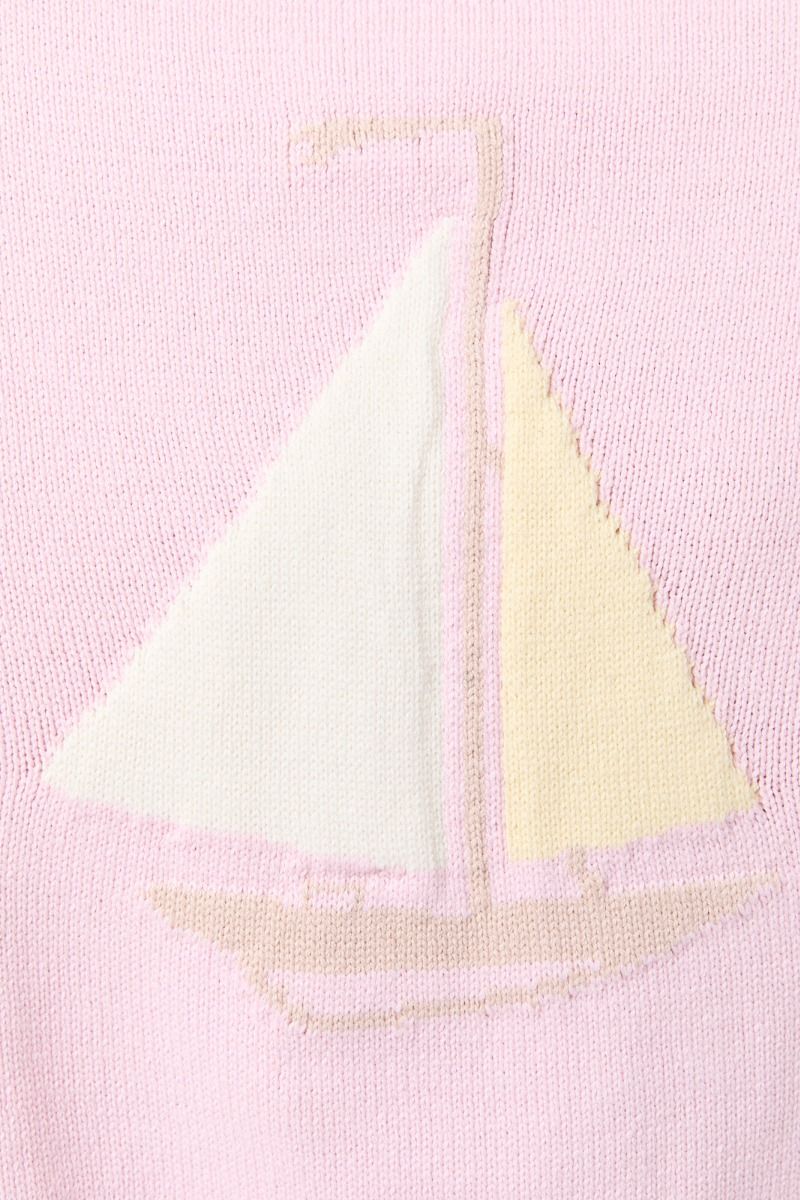 Pink Sailboat Boat Neck Sweater