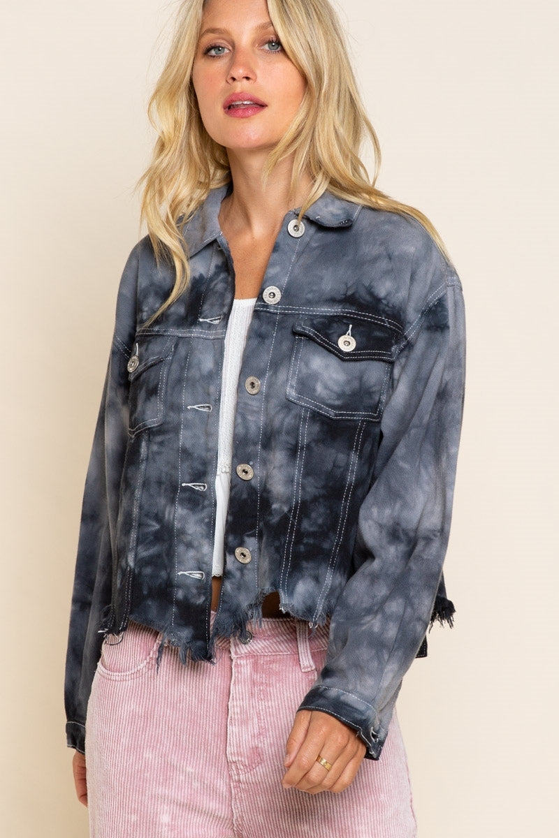 Ink Drop Hand Dip Dyed Terry Jacket - Wild Luxe Boutique