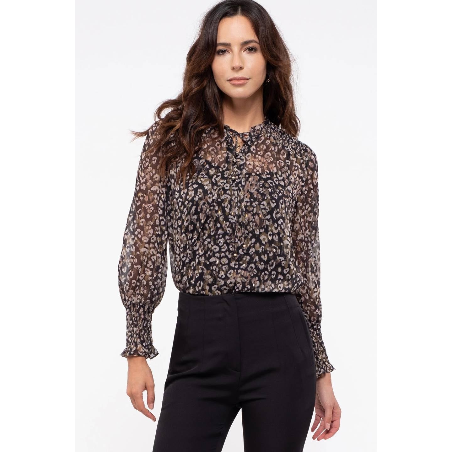 Black Sheer Leopard Print Blouse - Wild Luxe Boutique