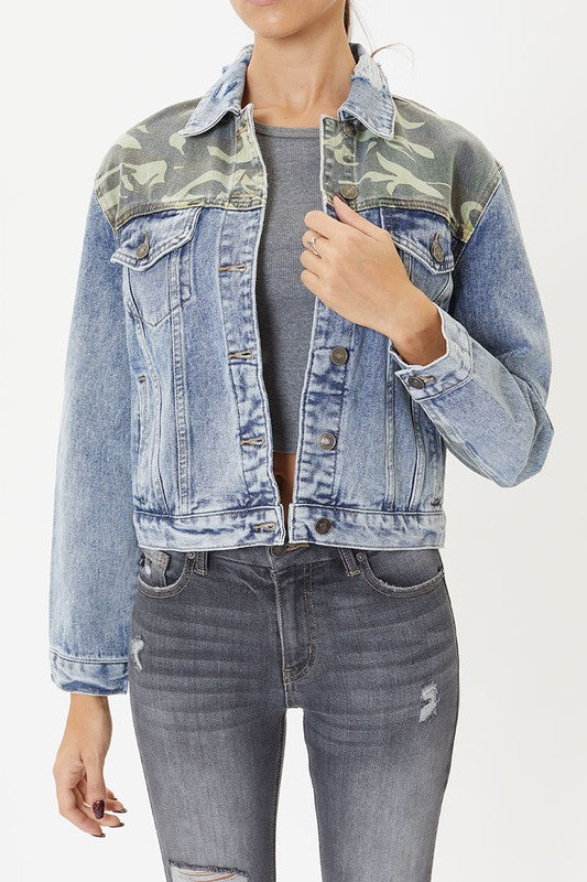 Clover Camo Patch Denim Jacket