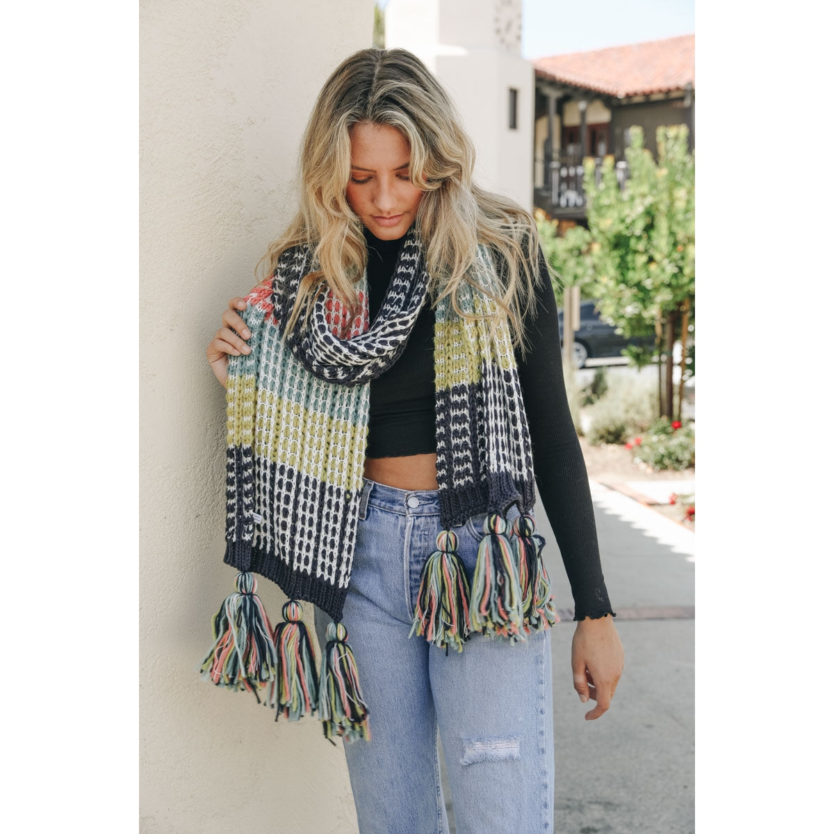 Colorblock Contrast Knit Oversized Scarf - Wild Luxe Boutique