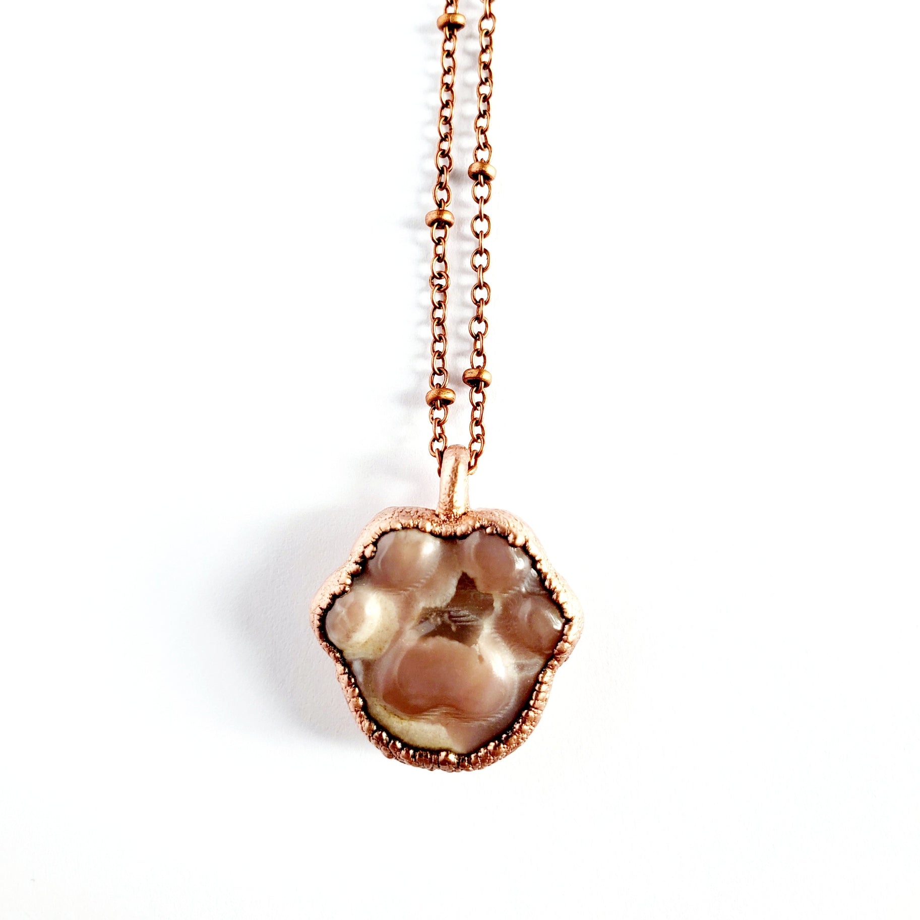 Flower Agate Paw Print Necklace - Wild Luxe Boutique