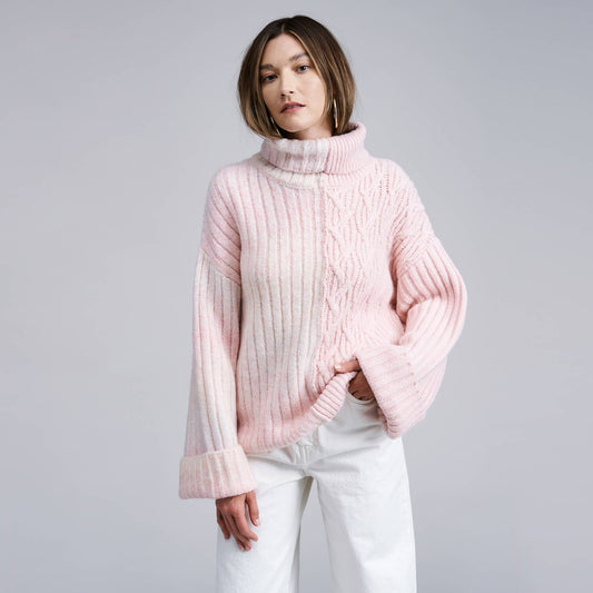 Flat White Cres Marled Turtleneck Sweater Pullover