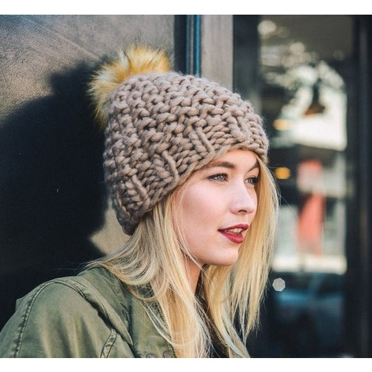 Oversized Chunky Pom Beanie - Wild Luxe Boutique