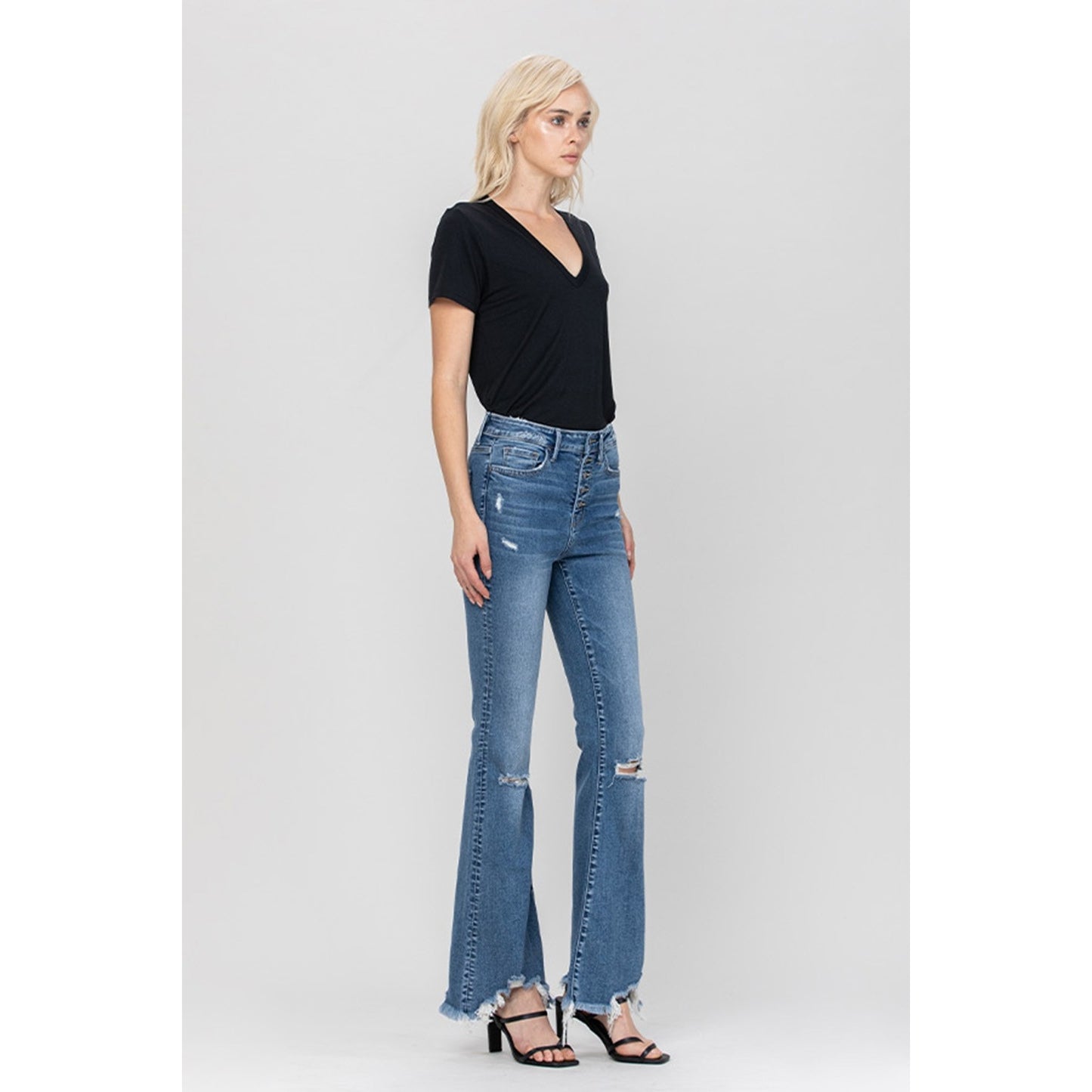 Serenity High Waisted Distressed Flare Jeans - Wild Luxe Boutique