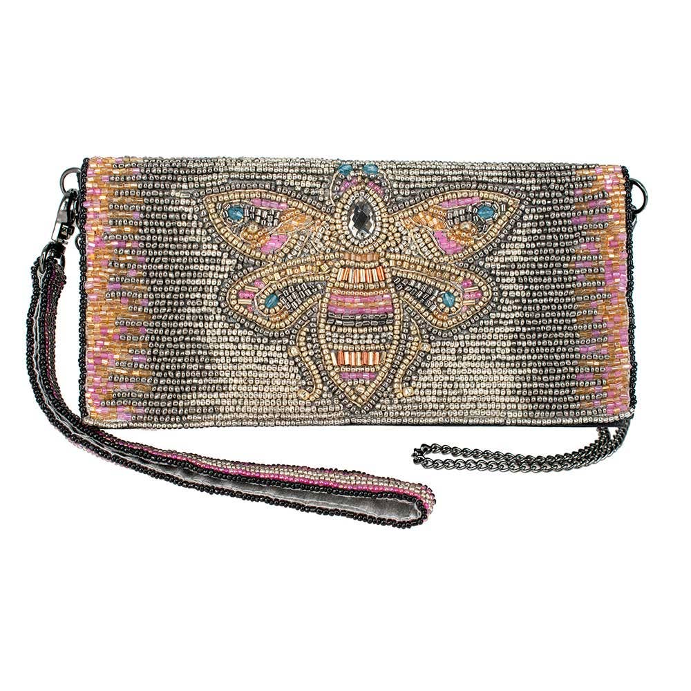 Mary Frances Queen Bee Beaded Crossbody Wallet