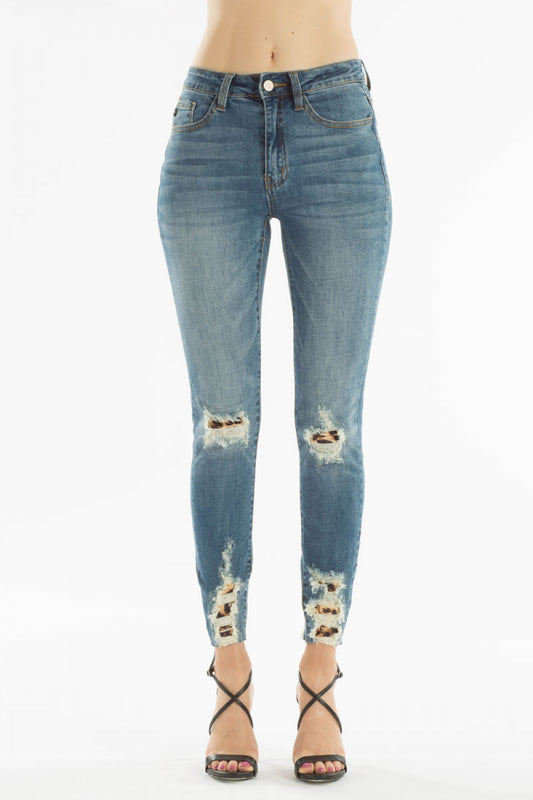 Lily Leopard Detail Skinny Jeans - Wild Luxe Boutique