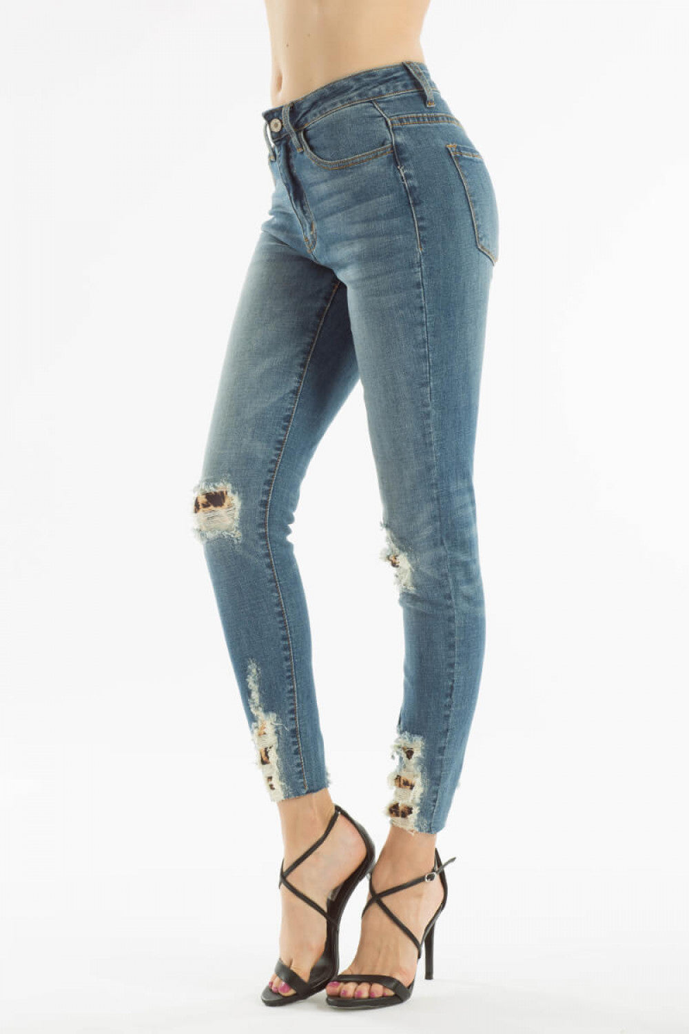 Lily Leopard Detail Skinny Jeans - Wild Luxe Boutique