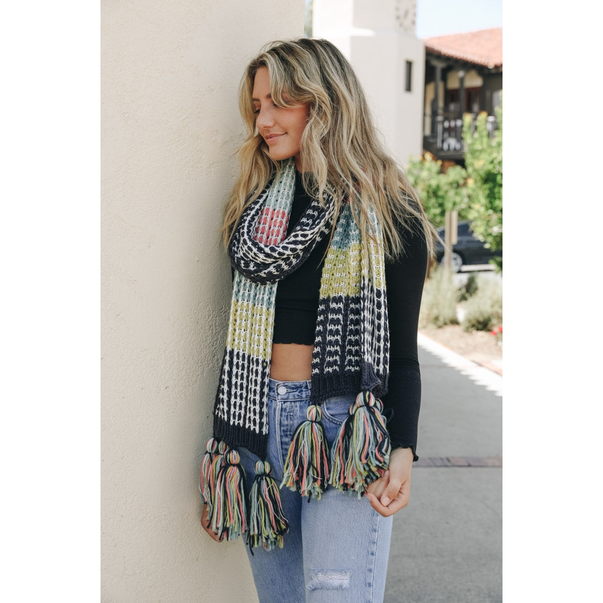 Colorblock Contrast Knit Oversized Scarf - Wild Luxe Boutique