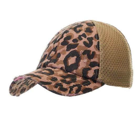 Dusty Rose Leopard Print Knit Cap - Wild Luxe Boutique