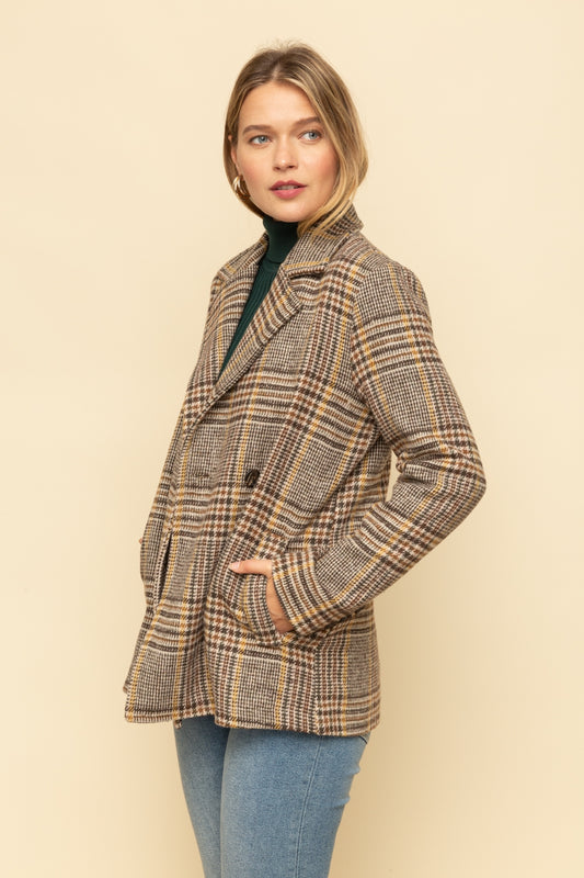 Plaid Double Breasted Jacket - Wild Luxe Boutique
