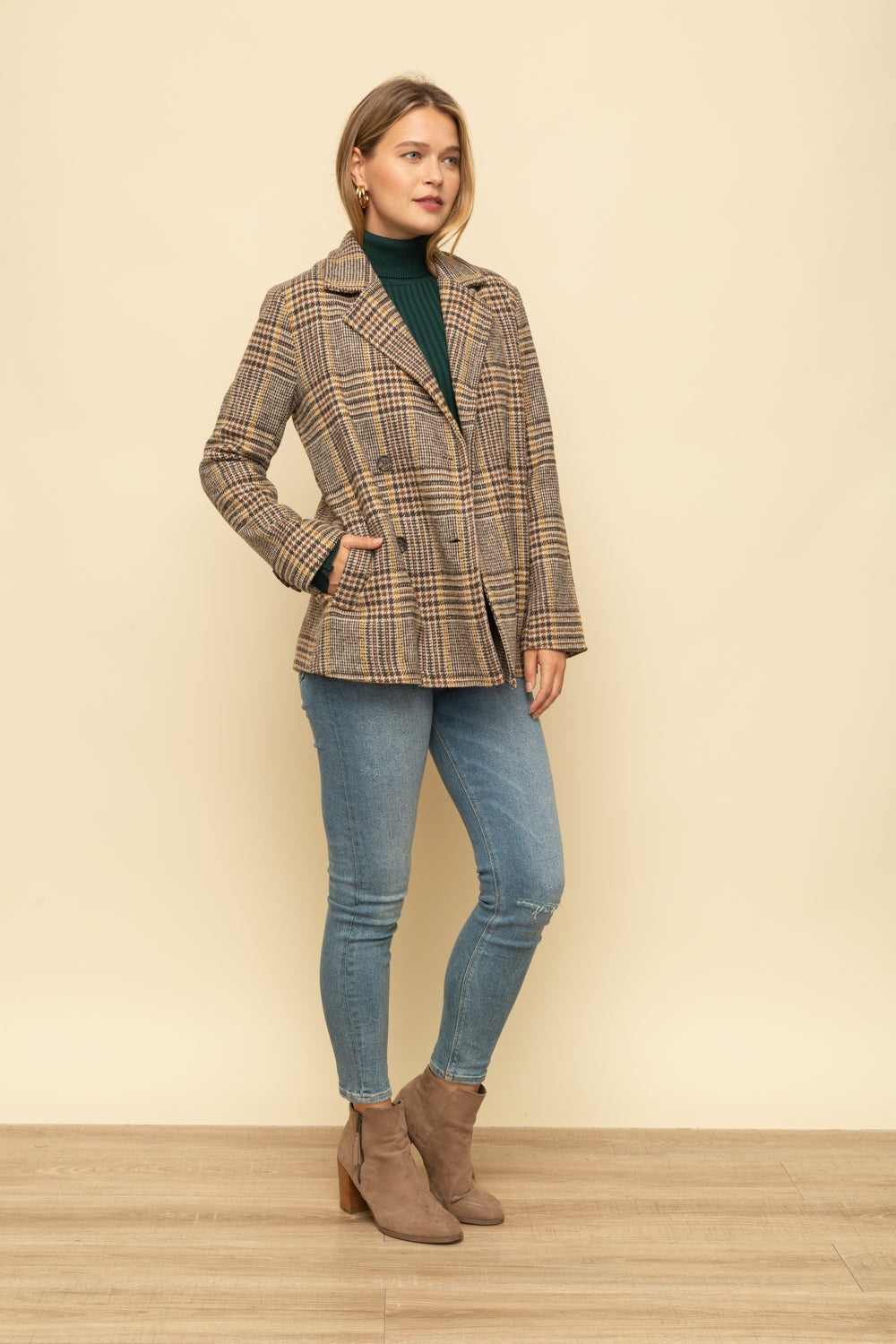 Plaid Double Breasted Jacket - Wild Luxe Boutique
