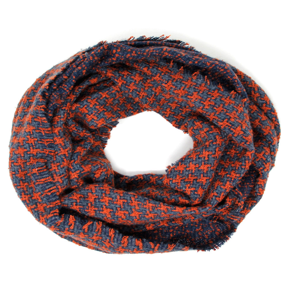 Navy Houndstooth Print Infinity Scarf - Wild Luxe Boutique