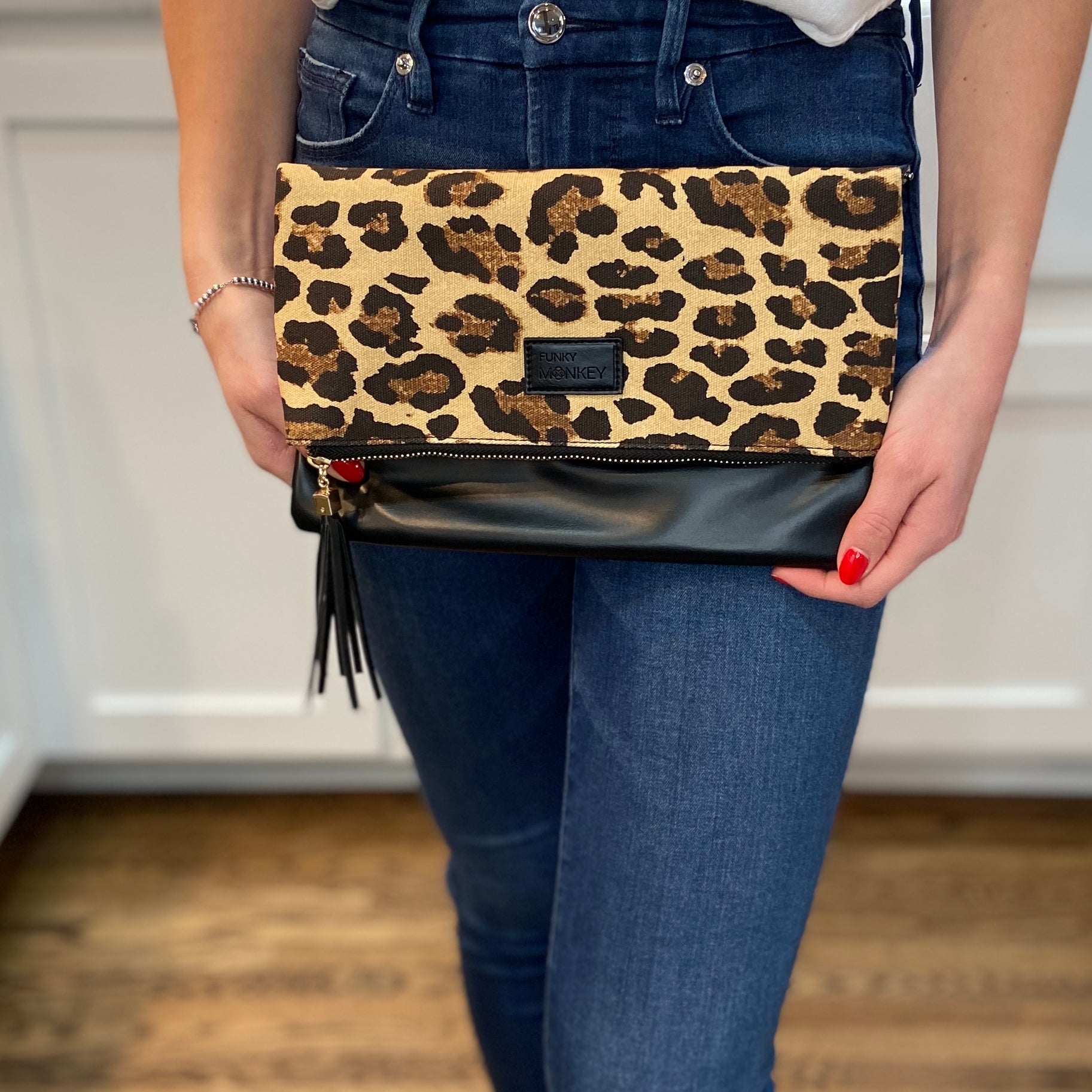 Fold Over Leopard Clutch - Wild Luxe Boutique