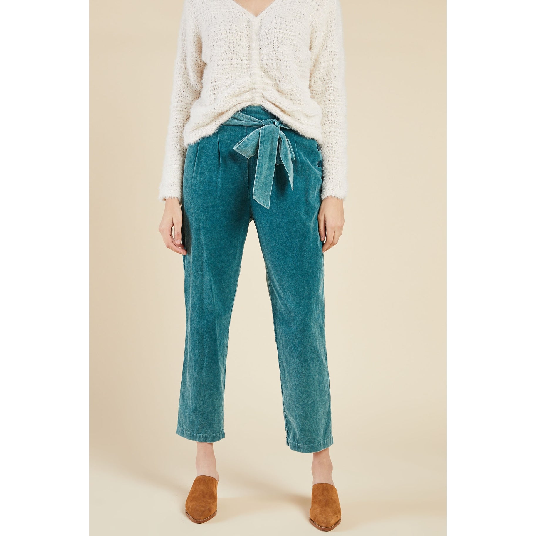 Washed Teal Corduroy Pants - Wild Luxe Boutique