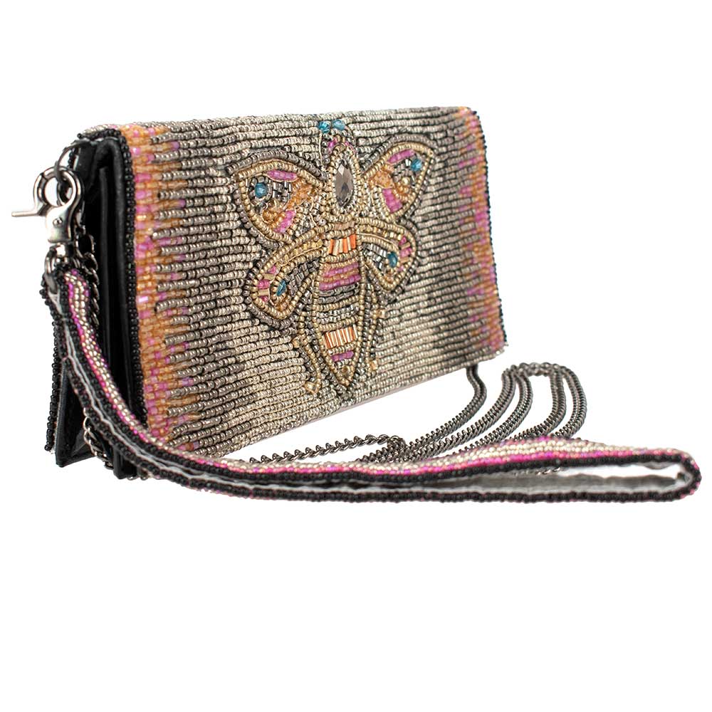 Mary Frances Queen Bee Beaded Crossbody Wallet