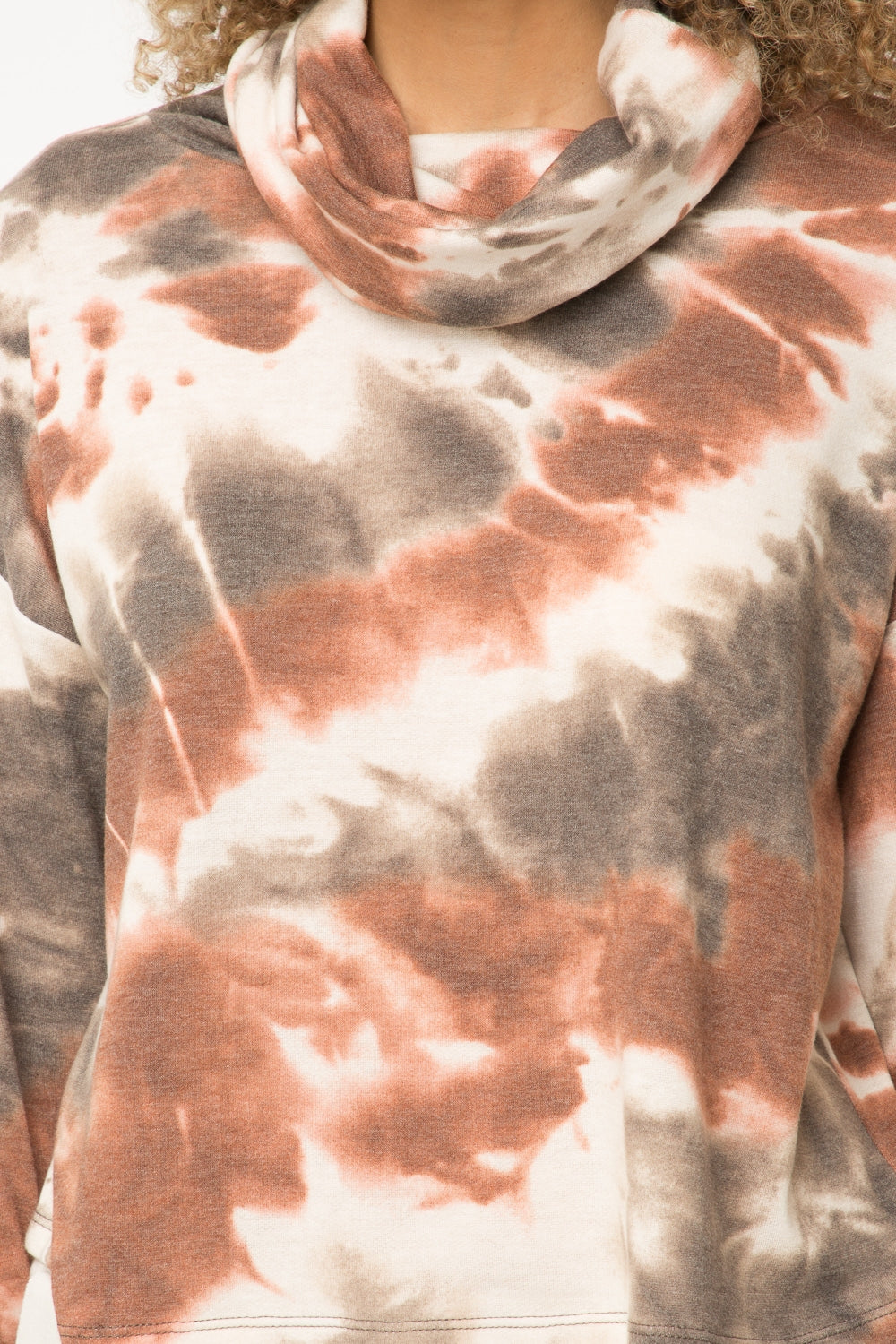 Tie Dye Turtle Neck Terry Pullover - Wild Luxe Boutique