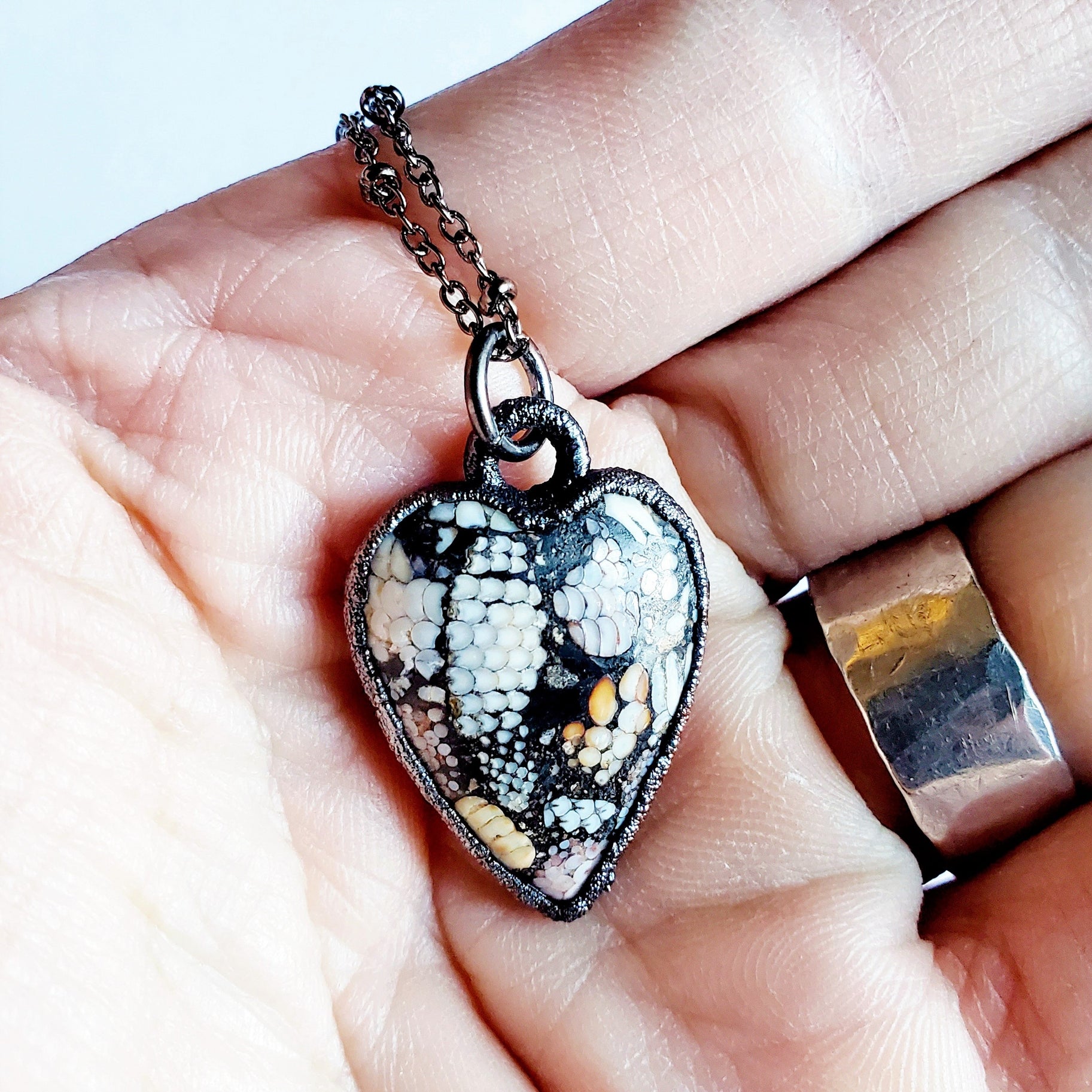 Rare Snakeskin Agate Heart Necklace - Wild Luxe Boutique