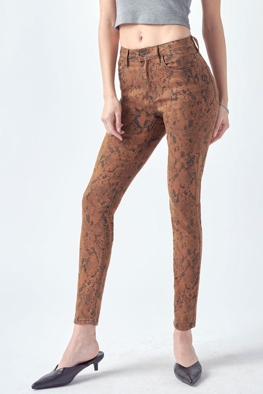 Lorelei Tan High Rise Snake Print Jeans