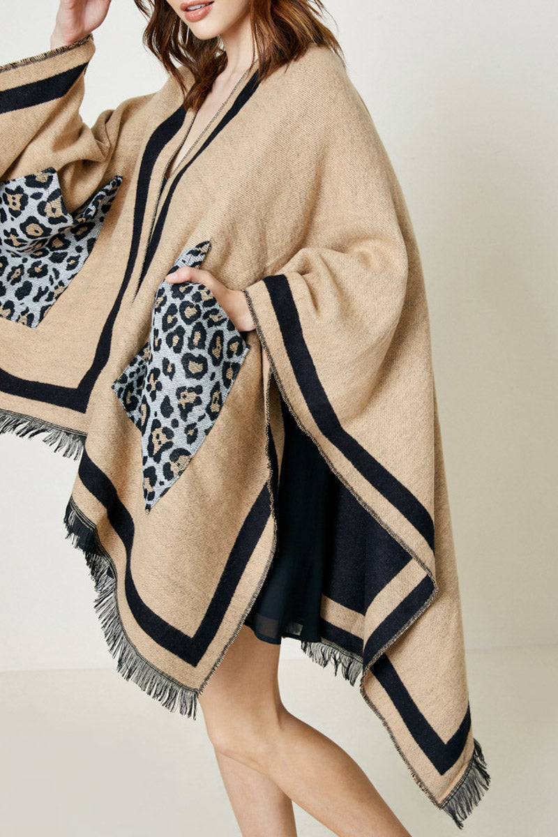 Leopard Pocket Poncho - Wild Luxe Boutique