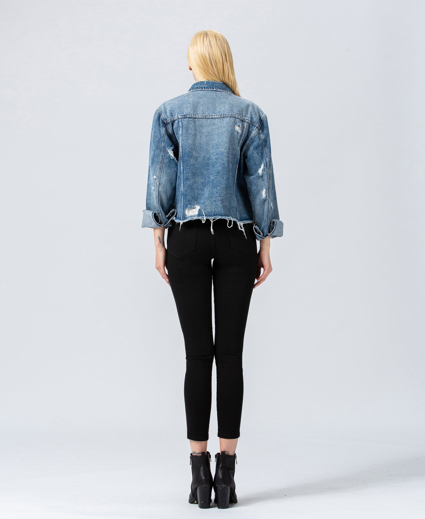 Leah Classic Denim Jacket with Raw Hem - Wild Luxe Boutique
