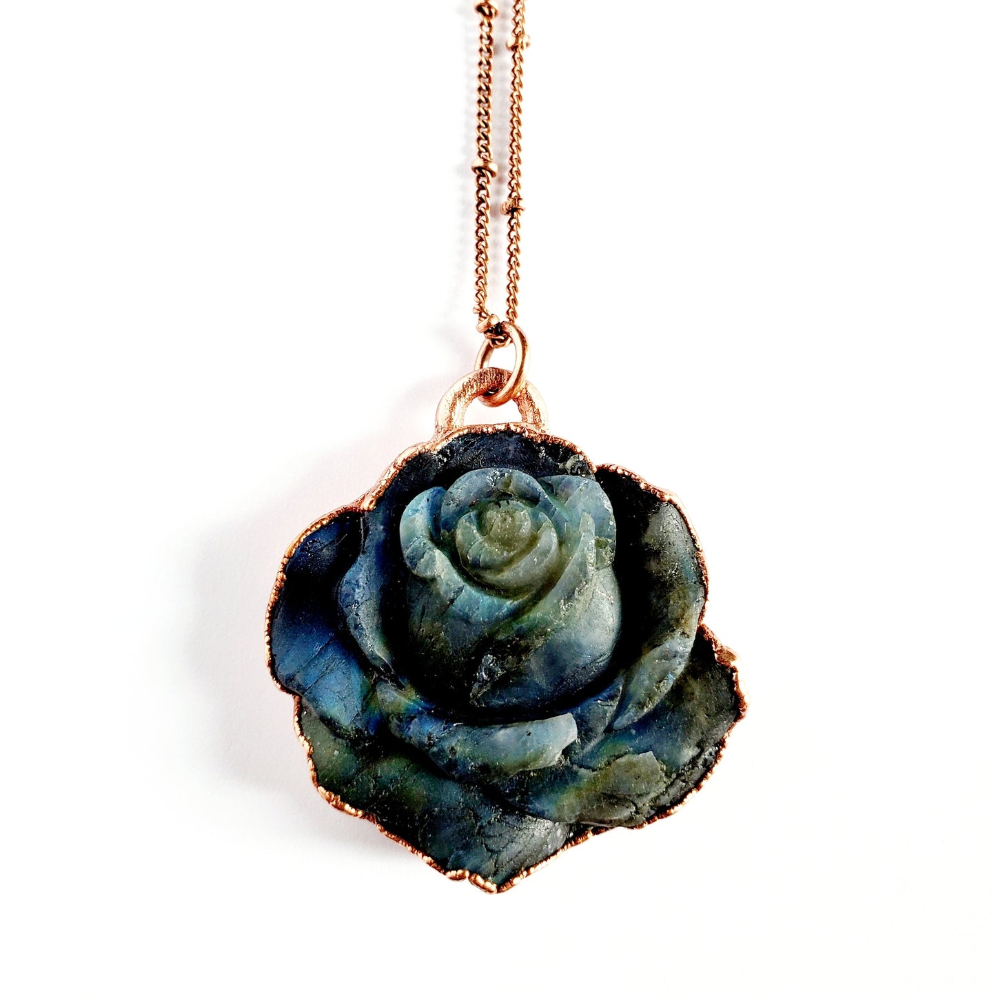Carved Labradorite Rose Necklace - Wild Luxe Boutique