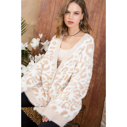 Fuzzy Taupe Leopard Cardigan - Wild Luxe Boutique