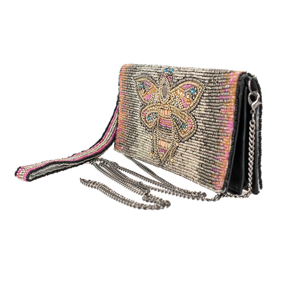 Mary Frances Queen Bee Beaded Crossbody Wallet