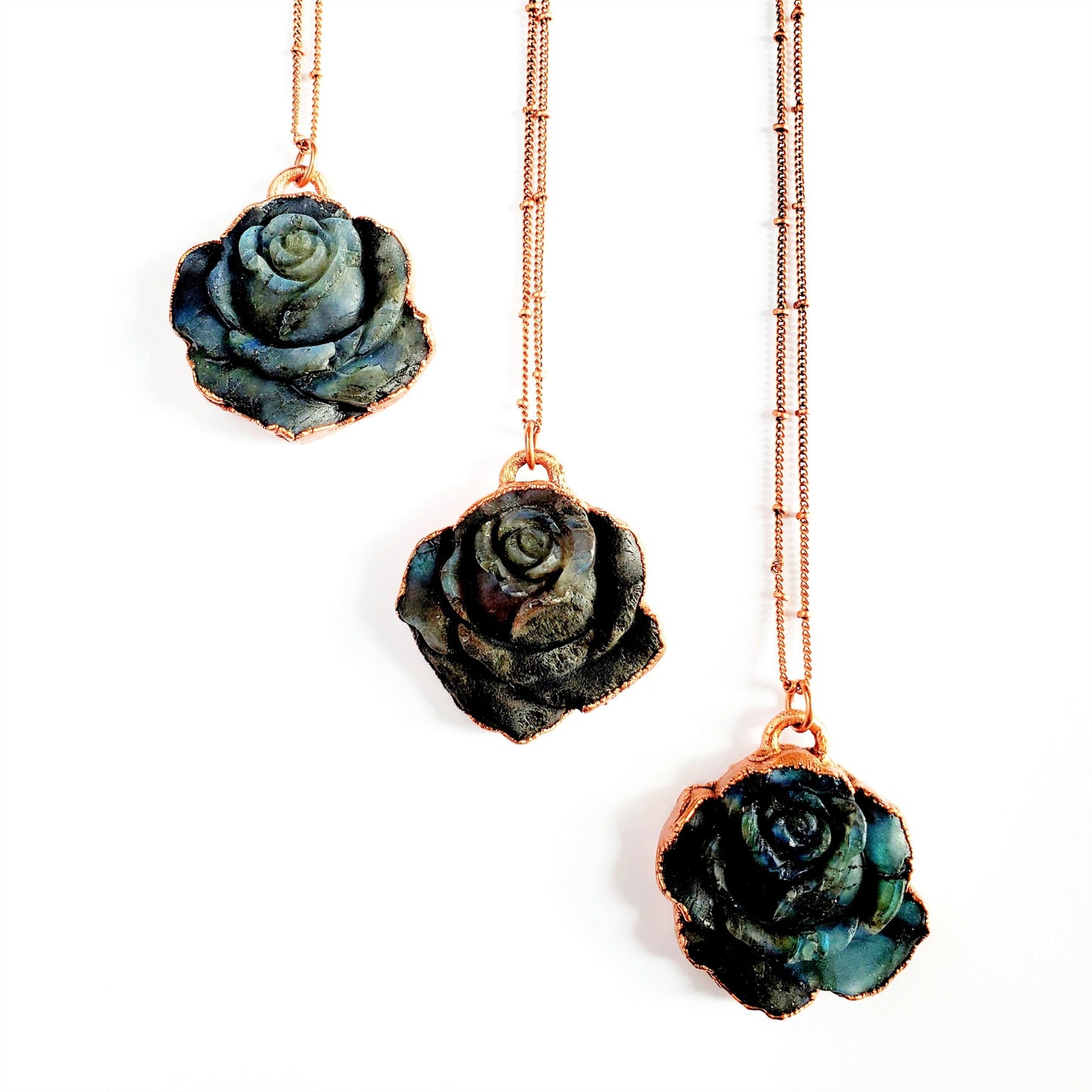 Carved Labradorite Rose Necklace - Wild Luxe Boutique