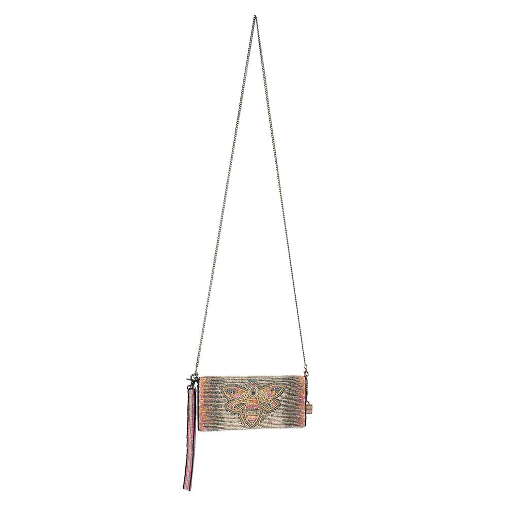 Mary Frances Queen Bee Beaded Crossbody Wallet