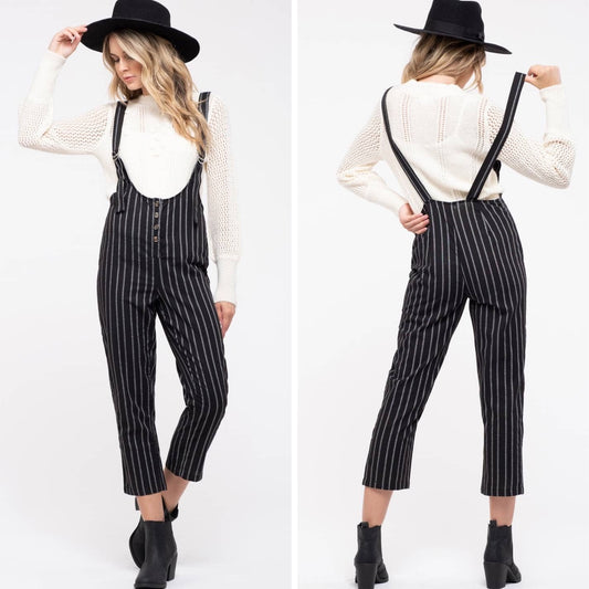 Black Pinstriped Jumpsuit - Wild Luxe Boutique