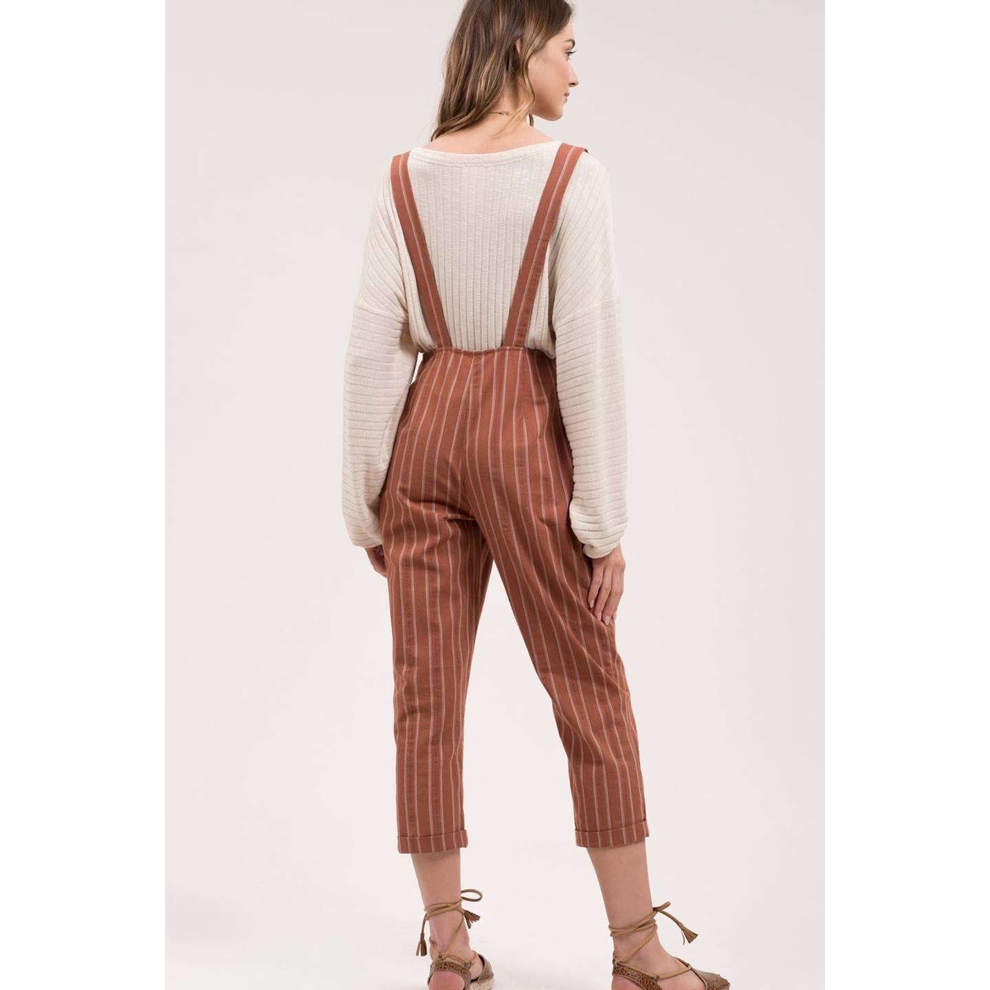 Cinnamon Pinstriped Jumpsuit - Wild Luxe Boutique