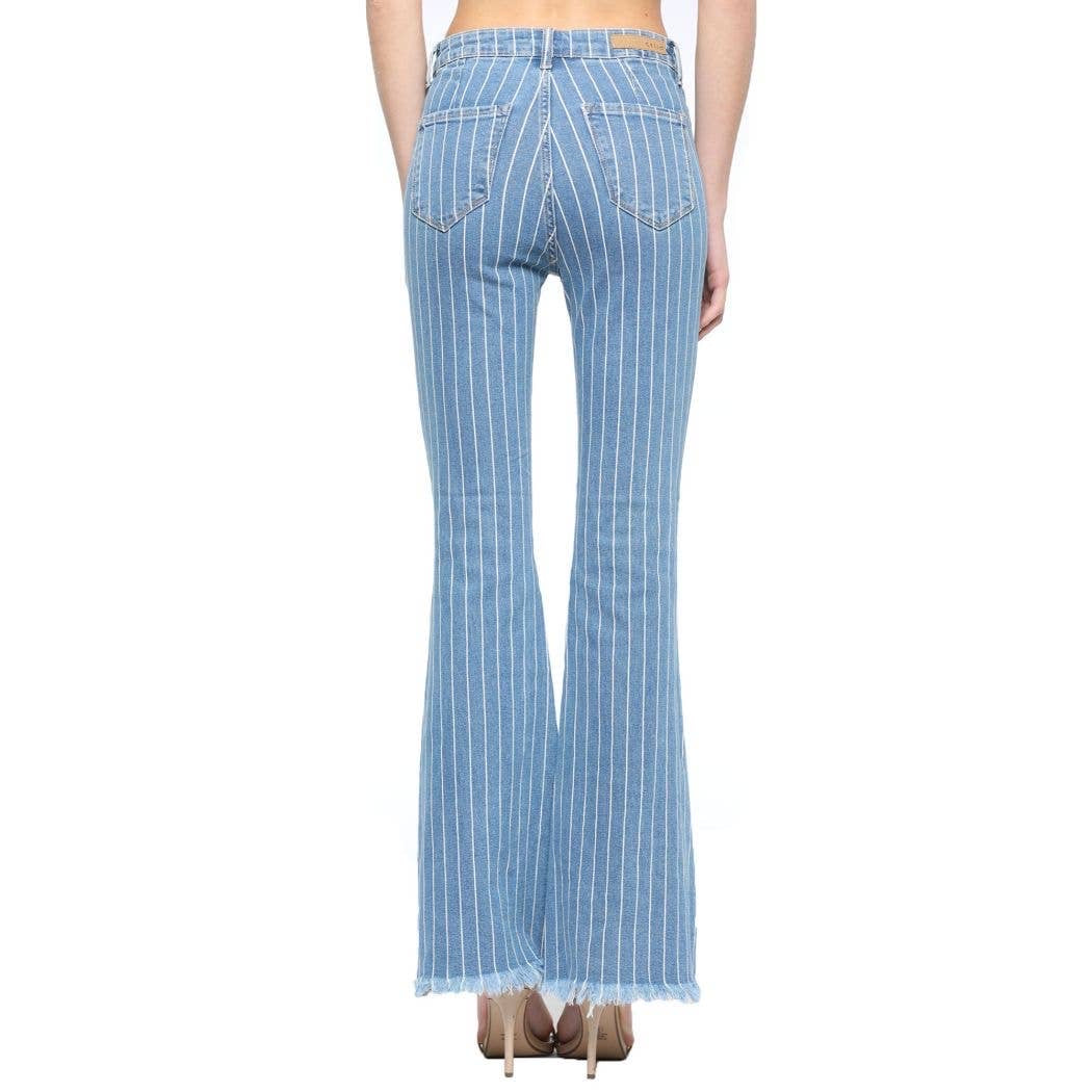 High-Rise Striped Flare Jeans - Wild Luxe Boutique