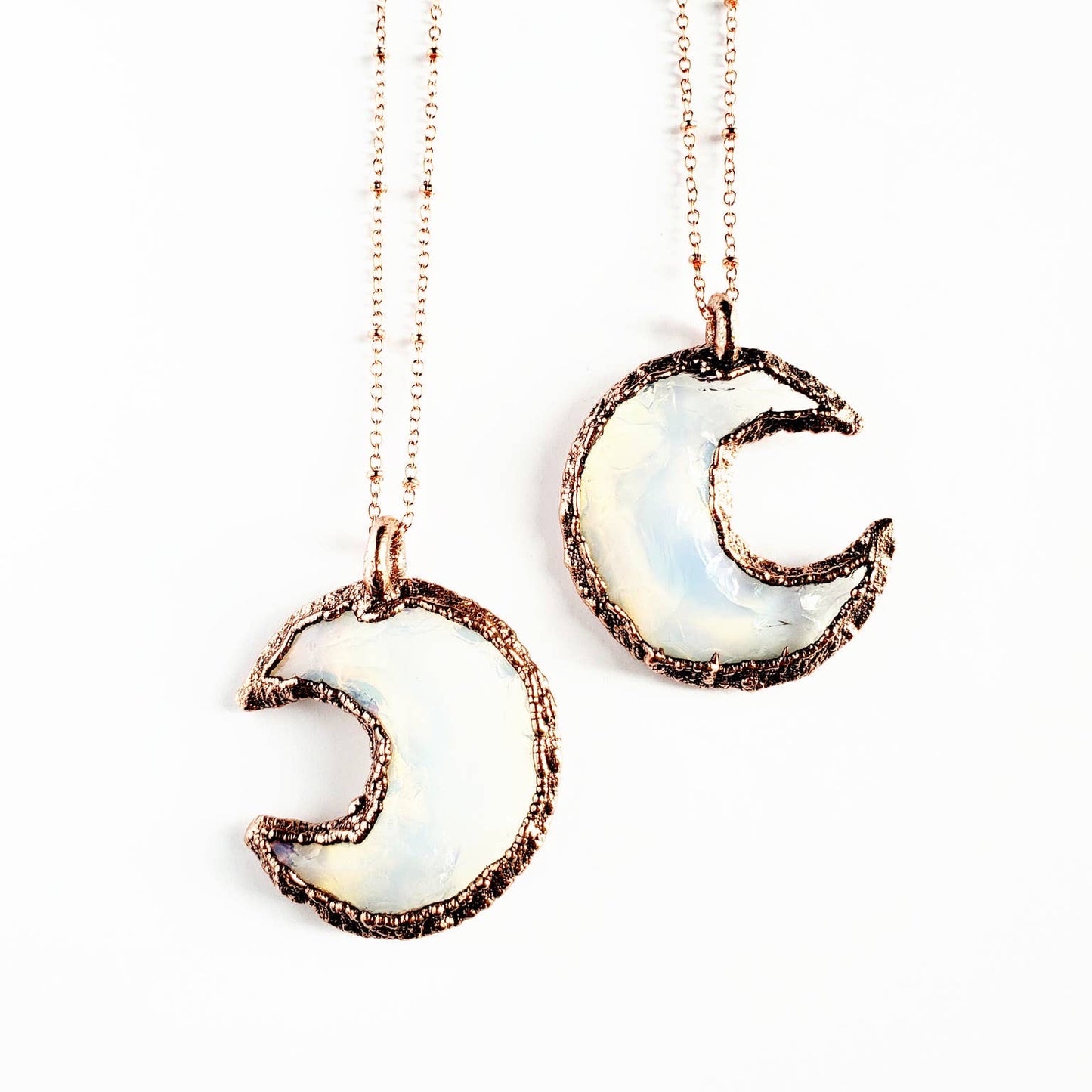 Opalite Crystal Crescent Moon Necklace - Wild Luxe Boutique