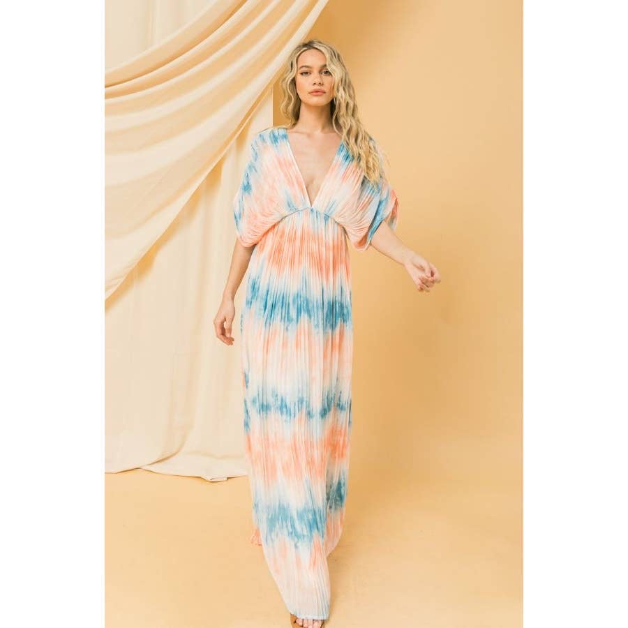 Watercolor Pleated Maxi Dress - Wild Luxe Boutique