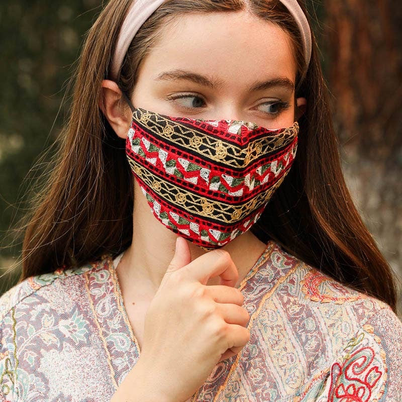 Idyllic Pattern Embroidered Face Mask - Wild Luxe Boutique