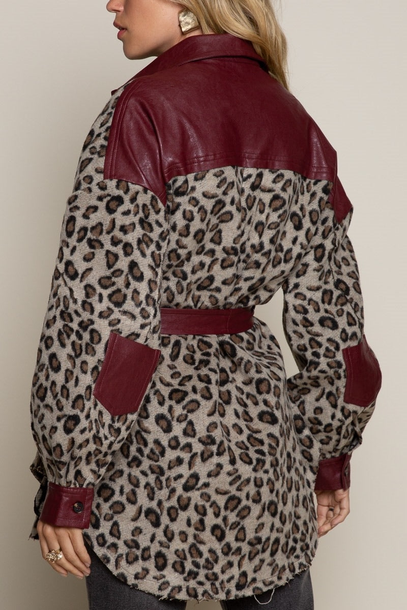 Leopard Print Leather Trench Coat - Wild Luxe Boutique