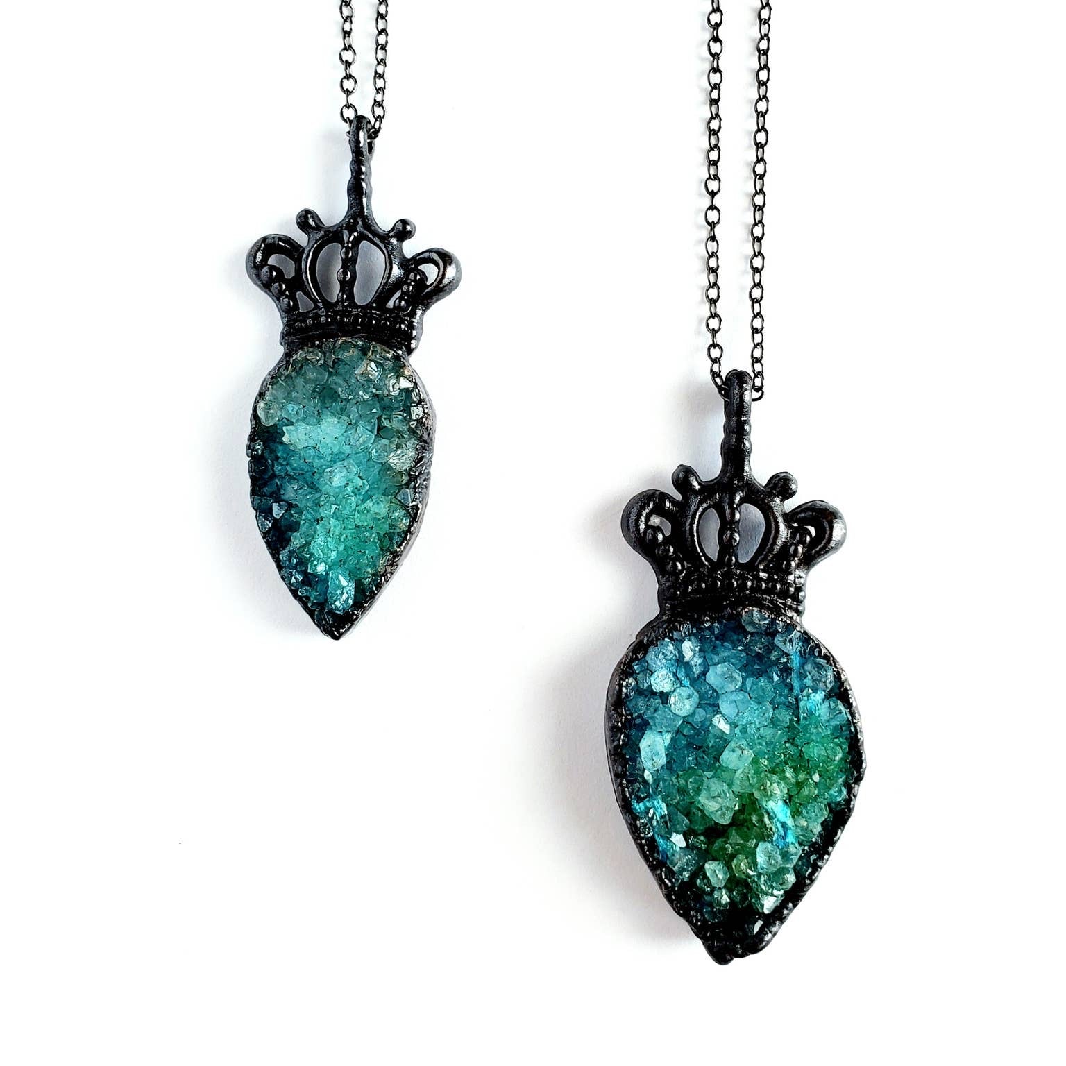 Blue Druzy Crown Necklace - Wild Luxe Boutique