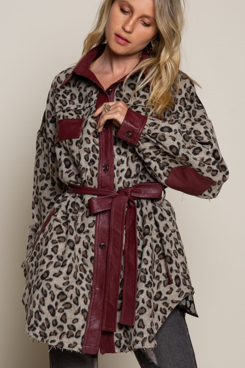 Leopard Print Leather Trench Coat - Wild Luxe Boutique