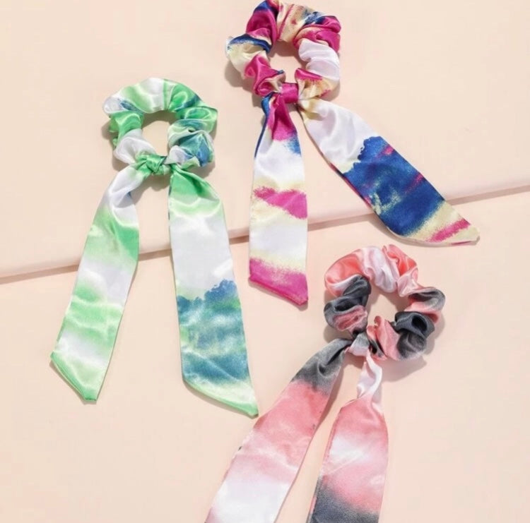 Tie Dye Knot Satin Scrunchie - Wild Luxe Boutique