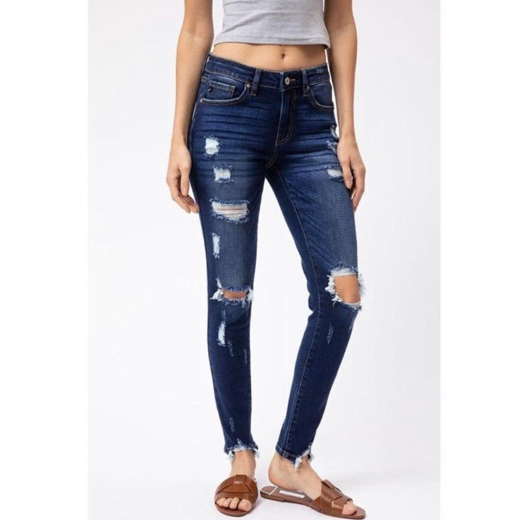 Opal Mid-Rise Super Skinny Distressed Jeans - Wild Luxe Boutique