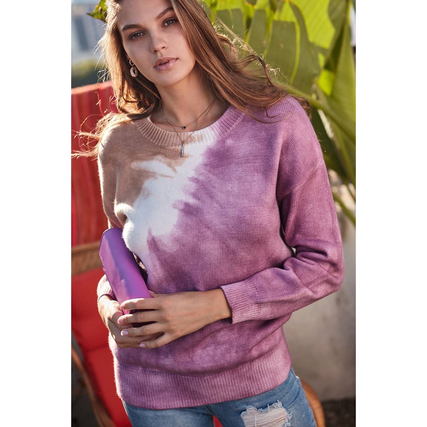 Dusty Lavender Tie Dye Sweater - Wild Luxe Boutique