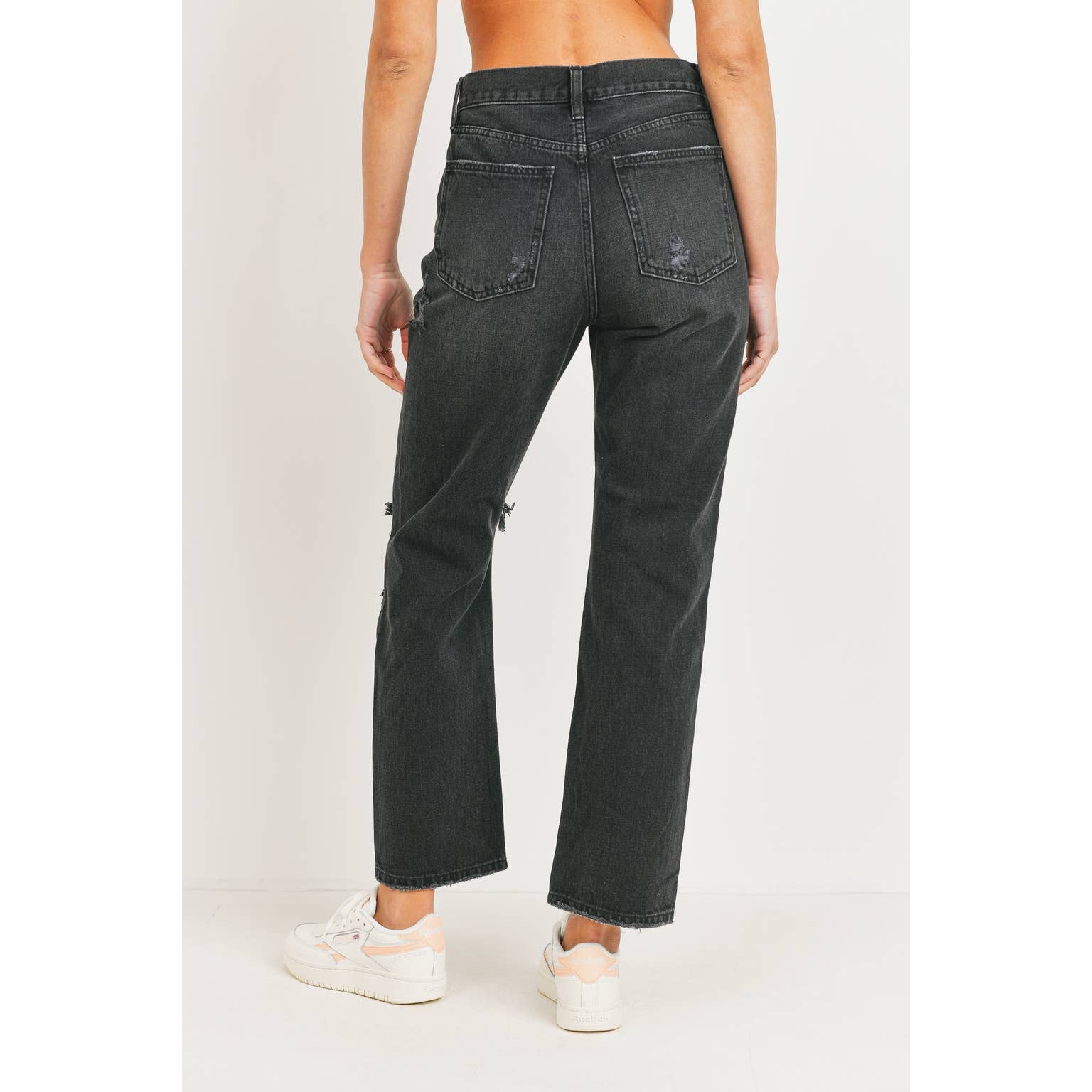 Dylan Washed Black High Rise Distressed Dad Jean - Wild Luxe Boutique