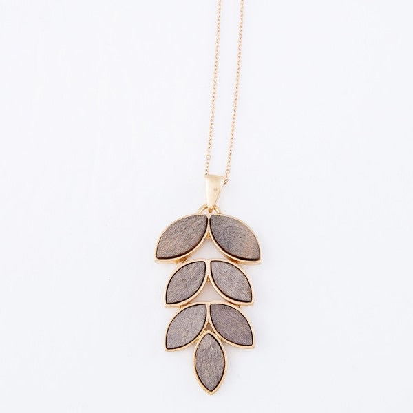 Grey Wood Leaf Pendant - Wild Luxe Boutique