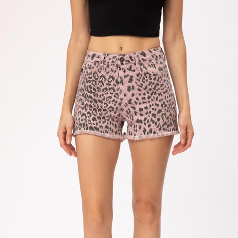 Ellie Leopard Denim Shorts - Wild Luxe Boutique