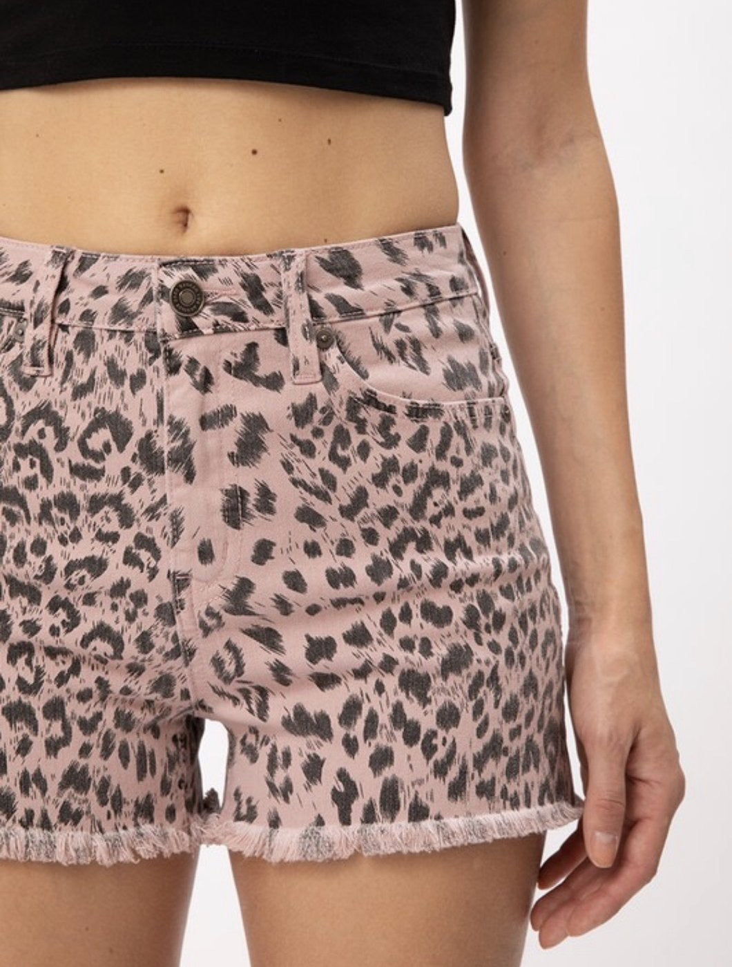 Ellie Leopard Denim Shorts - Wild Luxe Boutique