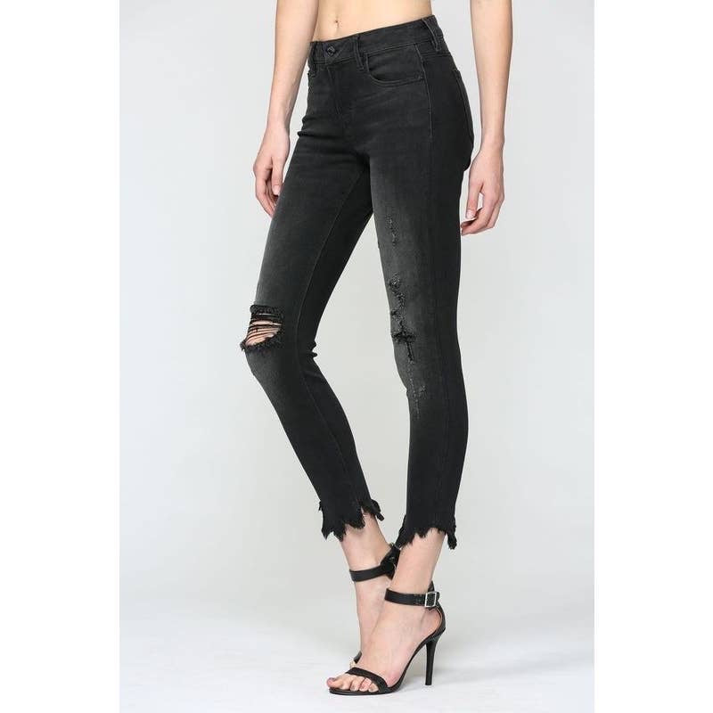 Black Frayed Skinny Jeans by Hidden Jeans - Wild Luxe Boutique