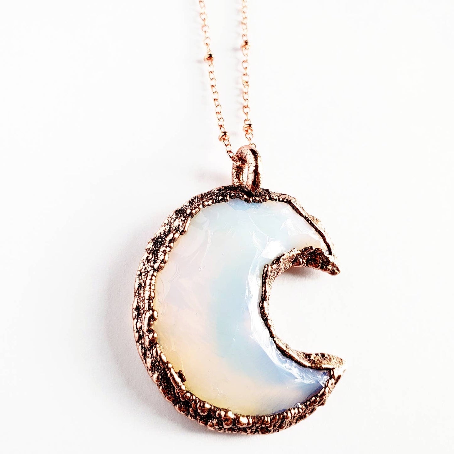 Opalite Crystal Crescent Moon Necklace - Wild Luxe Boutique