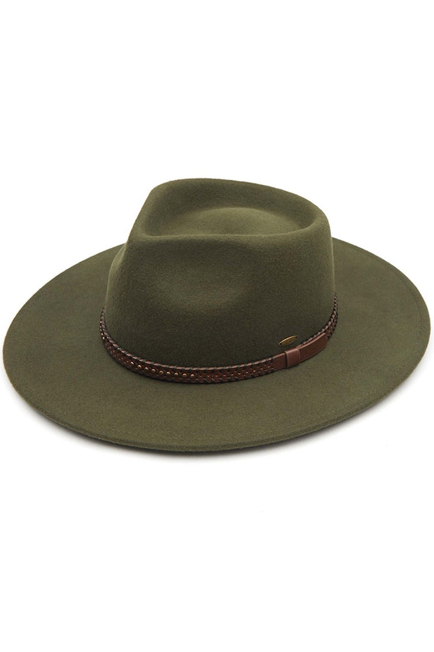 Olive Australian Wool Felt Panama Hat - Wild Luxe Boutique