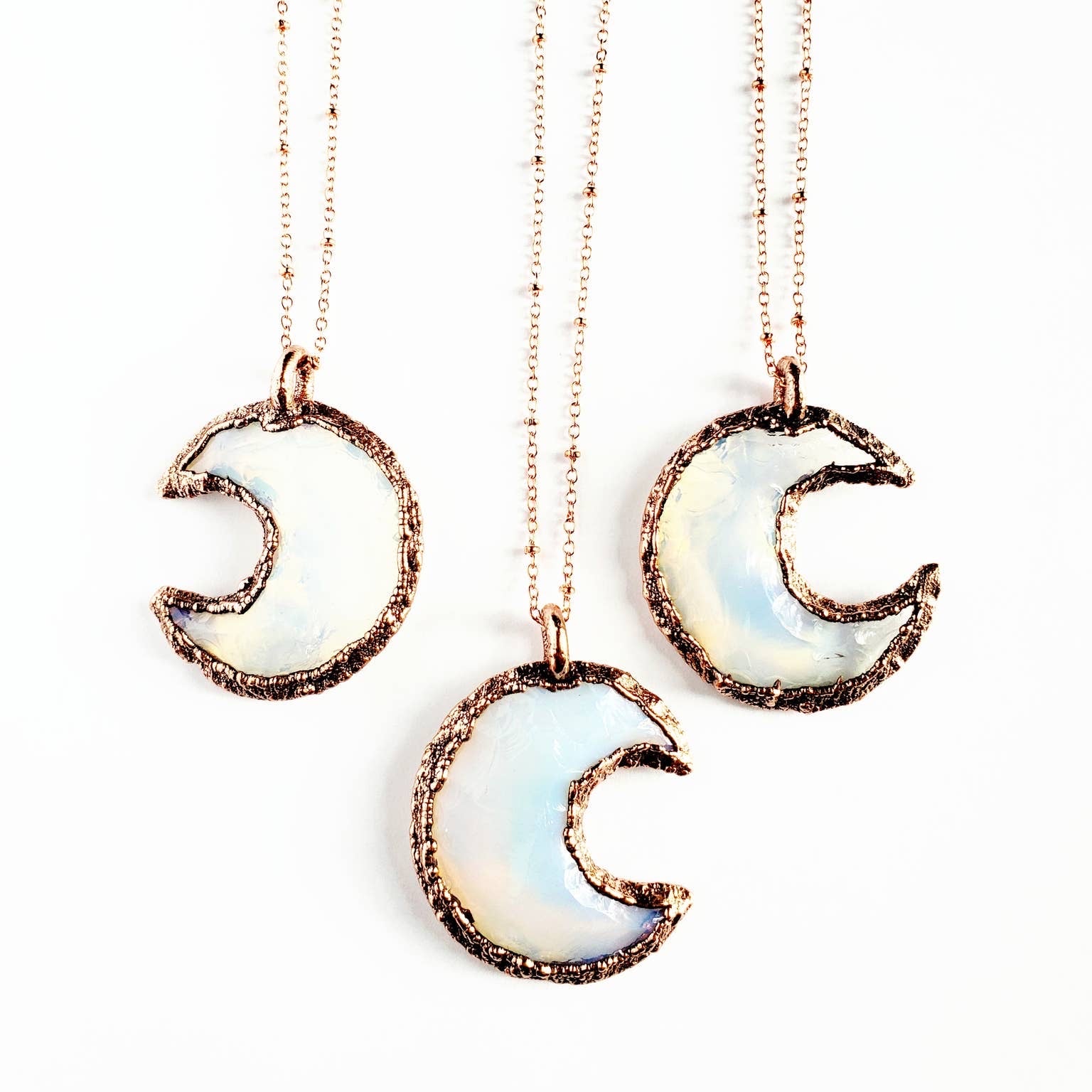 Opalite Crystal Crescent Moon Necklace - Wild Luxe Boutique
